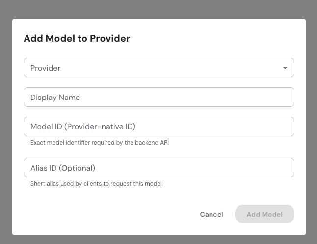 Add Model to Provider Modal